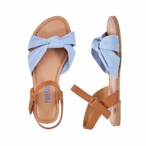 Fab Kids Double Knot Sandal Chambray 13 Blue Tan